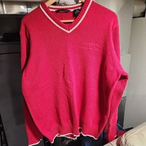 SEAN JOHN RED V NECK RIBBED SLEEVE PULL OVER SWEATER SIZE 2XL